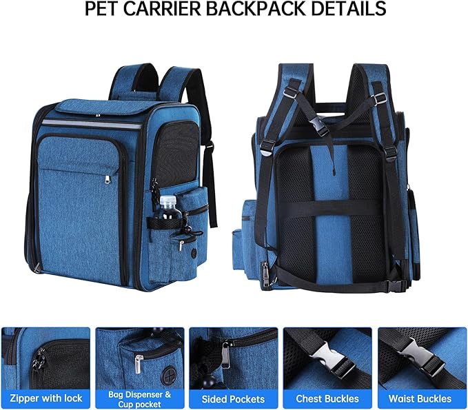 Cat Carrier Backpack for Travel, Dog Carrier Backpack for Large cat, Small Dogs - Image 6