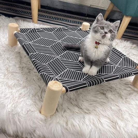 Pozico Cat/Dog Bed Hammock Cat Bed, Wooden Dog Elevated Indoor Outdoor Beds - Image 2