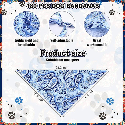 Aliceset 180 Pcs Paisley Dog Bandana Bulk Retro Bandanas - Image 2