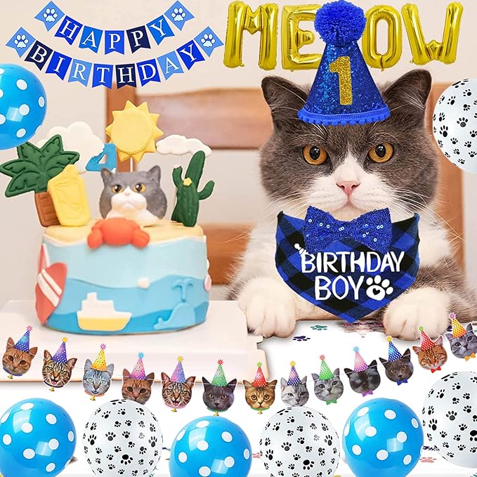 STMK Cat Birthday Party Supplies, Cat Birthday Hat - Image 7