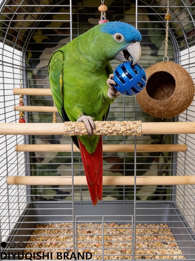 10-Pack Bird Toys for Parrots – Natural Rattan & Plastic Bell Balls – Safe - Image 8