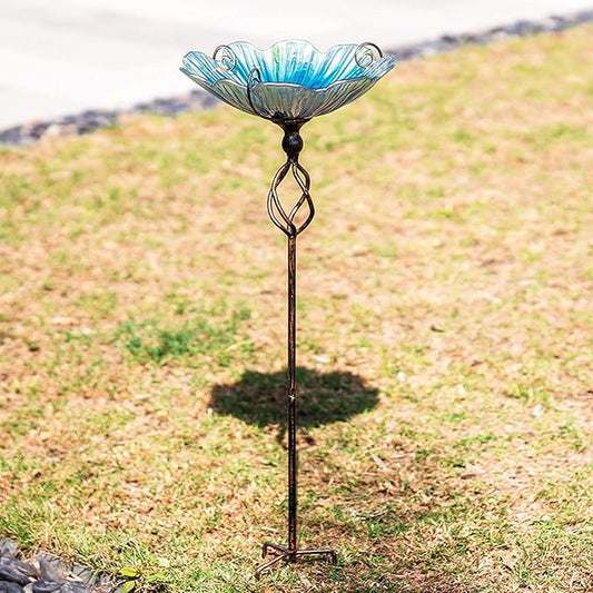MUMTOP 31 Inch Height Glass Birdbath Birdfeeder - Image 2