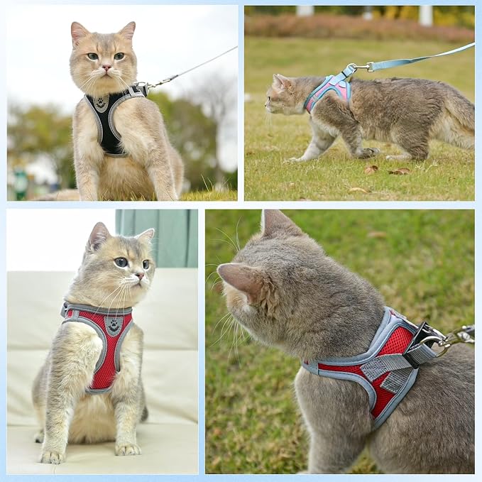 SCENEREAL Cat Harness and Leash Set Escape Proof, Adjustable Soft Air Mesh - Image 6