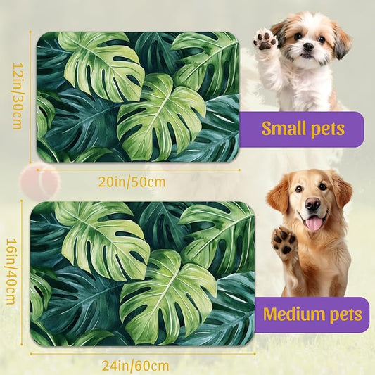 Tropical Palm Leaves Pet Feeding Mat, Absorbent Quick-Dry Dog Cat Bowl Mat - Image 2
