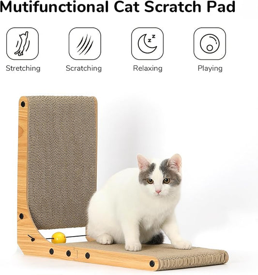 FUKUMARU Cat Scratcher, 18.9 Inch L Shape Cat Scratch Pad, Vertical Cat - Image 2