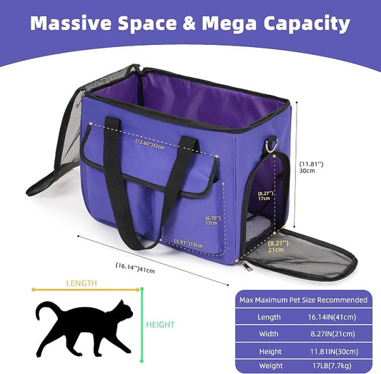 Cat & Dog Carrier for Pets Up to 15 Lbs, Airline Approved Soft-Sided - Image 2