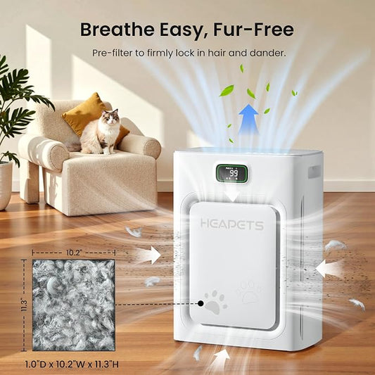 Pet Air Purifier for Home Large Room 2500 sq ft, H13 HEPA Washable Double-Sided - Image 2