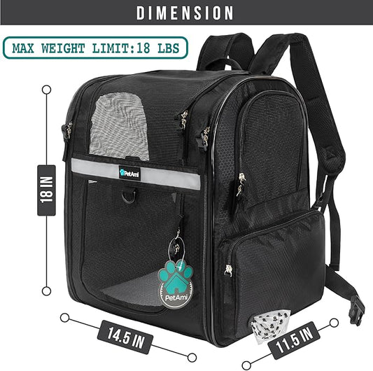 PetAmi Dog Backpack Carrier for Small Large Cat, Ventilated Pet Hiking Backpack - Image 2