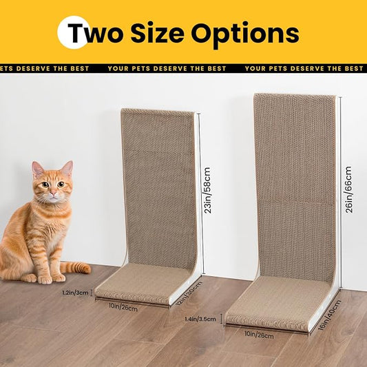 Cardboard Cat Scratcher, 23 Inch L Shape Scratch Pad Wall Mounted, Vertical - Image 2