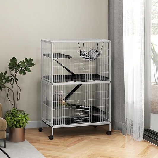 PawHut Metal Small Animal Cage, 5-Tiers Rolling Big Ferret Cage - Image 2
