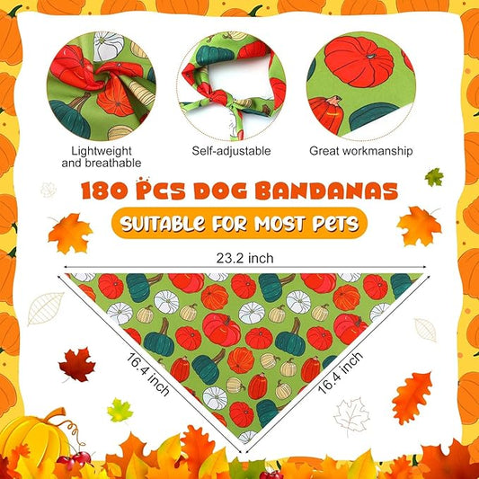 Aliceset 180 Pcs Fall Dog Bandanas Bulk Thanksgiving Bandana - Image 2
