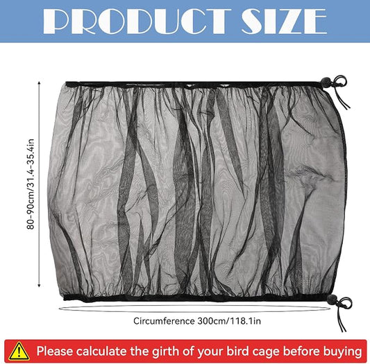 Large Bird Cage Seed Catcher 31 x 118 inches Adjustable Bird Cage Net Cover - Image 2