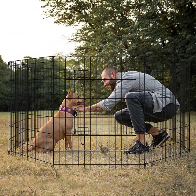 Dog Pen Pet Playpen Dog Fence Indoor Foldable Metal Wire Exercise Puppy Play - Image 7