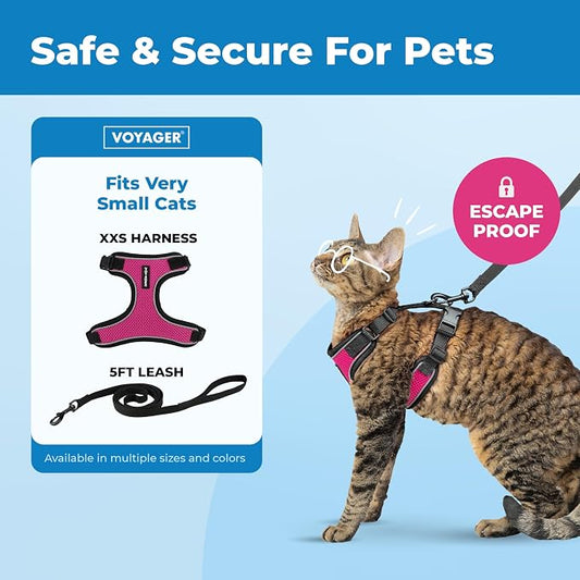 Voyager Escape-Proof Step-in Lock Cat Harness & 5ft Neoprene-Handle Leash Set - Image 2
