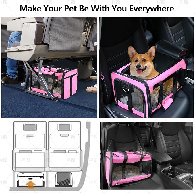 Soft Sided Cat/Dog Carrier, Collapsible Pets Travel Carriers - Image 7