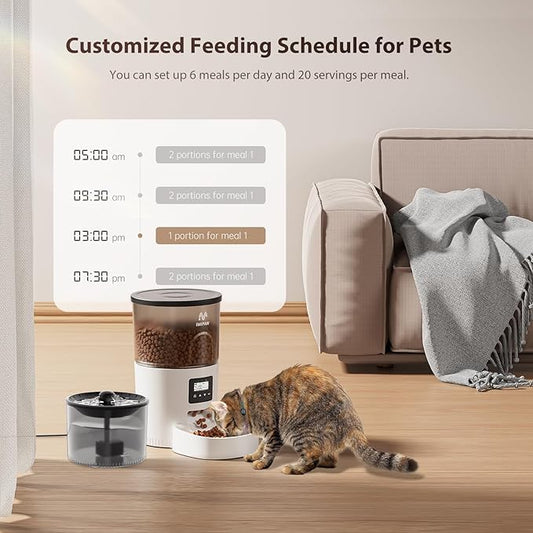 IMIPAW Automatic Cat Feeder and Water Fountain, Timed Dry Food Dispenser - Image 2