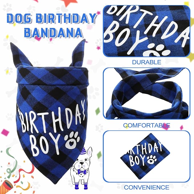 Weewooday Dog Birthday Party Supplies Birthday Boy Girl Cake Bandana Triangle - Image 6