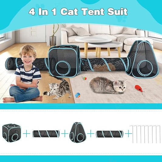 9.45FT Outdoor Cat Enclosures Portable Cat Playhouse, Pop Up Cats Tent - Image 2