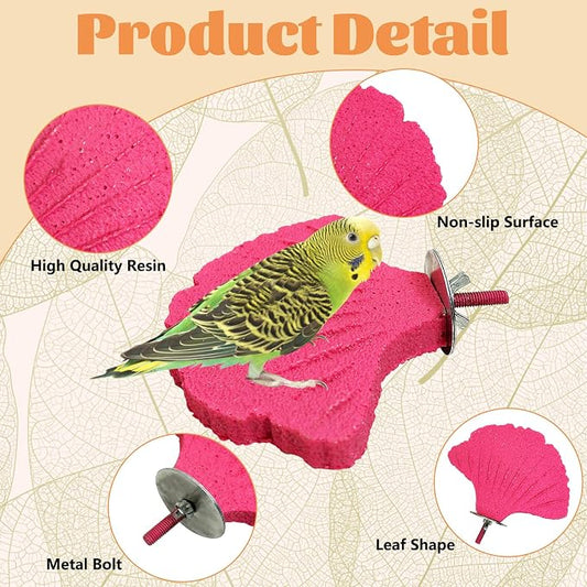 3 Pcs Parrot Perch Resin Bird Beak Grinding Stone Leaf Shape Perch Stand Foot - Image 2