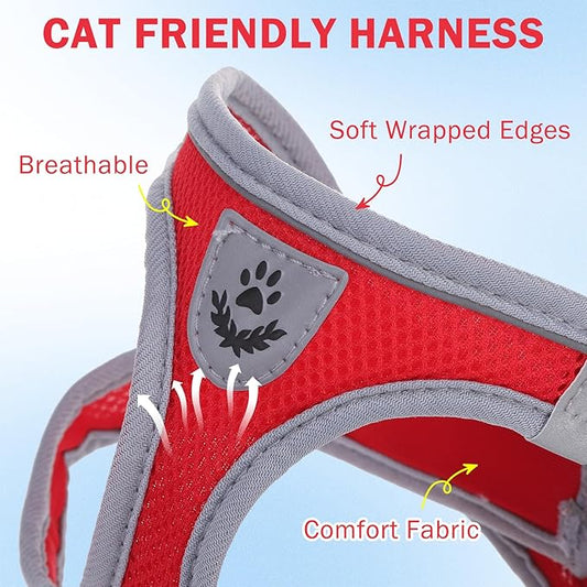 SCENEREAL Cat Harness and Leash Set Escape Proof, Adjustable Soft Air Mesh - Image 2