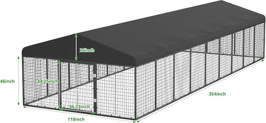 354" x 118" Large Outdoor Dog Enclosure, Heavy Duty Dog Cage - Image 2
