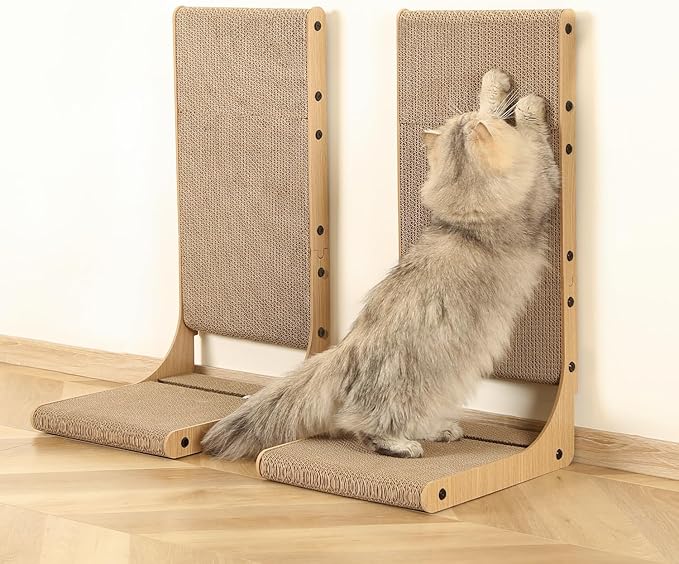 Zakkart 4-Pack Cat Scratching Board, 25.6'' Tall Cardboard L Shape Vertical Cat - Image 7