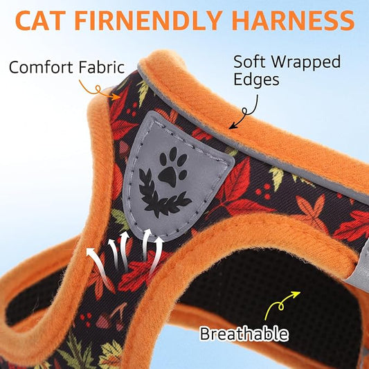 SCENEREAL Fall Thanksgiving Cat Harness and Leash Set Escape Proof, Soft Mesh - Image 2