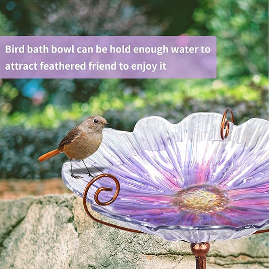MUMTOP 31 Inch Height Glass Birdbath Birdfeeder - Image 2