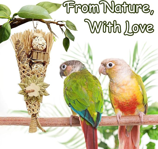5-Pack Natural Flower Bird Toys – Foraging & Chewing Toys - Image 2