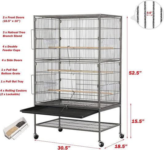 Extra Large Wrought Iron Breeding Flights Canary Parakeet Cockatiel Lovebird - Image 2