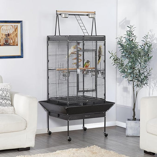 Yaheetech 69-inch Wrought Iron Rolling Large Parrot Bird Cage - Image 2