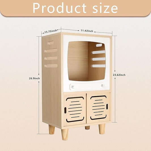 Cat House Side Table, 2-in-1 Wooden Cat House and Bedside Table - Image 2