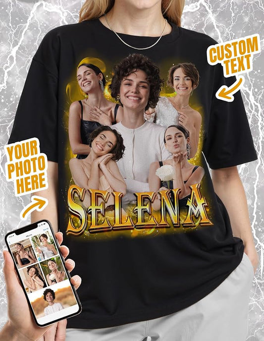 Custom Bootleg Rap Shirt with Photo Text, Vintage Custom Picture Shirt - Image 2