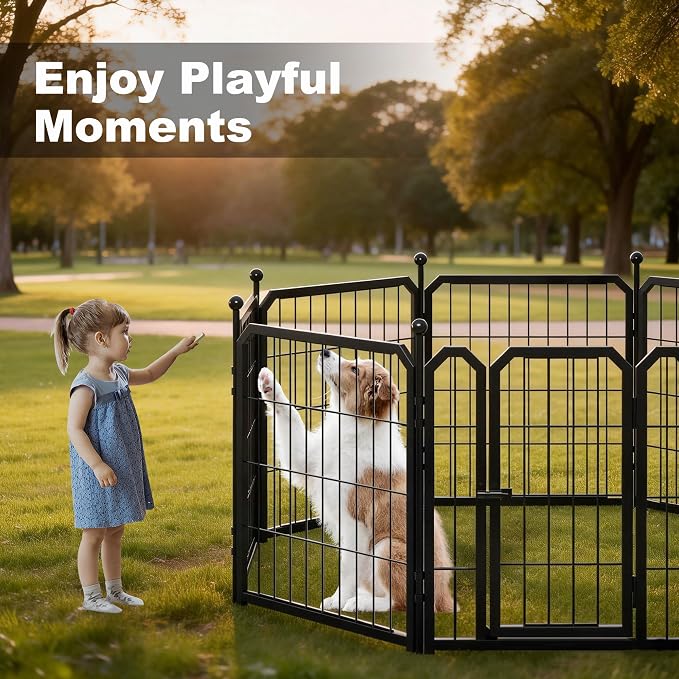 Dog Playpen for Indoor & Outdoor, 24 inch 6 Panels Metal Puppy Playpen for - Image 9