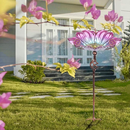 MUMTOP 31 Inch Height Glass Birdbath Birdfeeder - Image 2