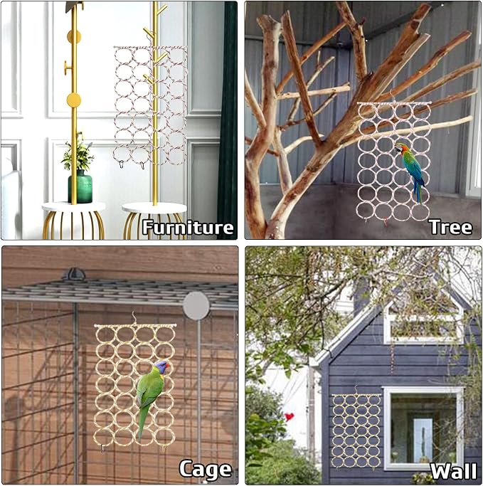 BNOSDM 2 Packs Bird Hemp Rope Net Swing Climbing Rope Net - Image 7