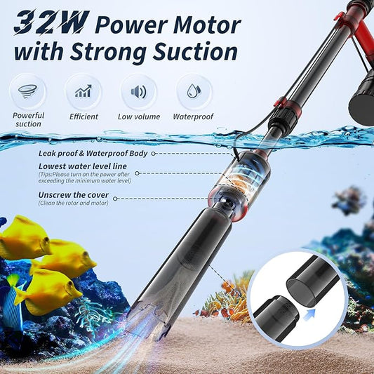 Fish Tank Cleaner, Aquarium Gravel Cleaner, 530GPH/32W Electric Fish Tank - Image 2