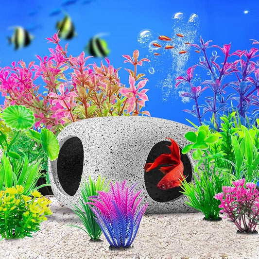 CousDUoBe 13Pcs Aquarium Hideaway Rock Cave Fish Tank Decorations quarium - Image 2