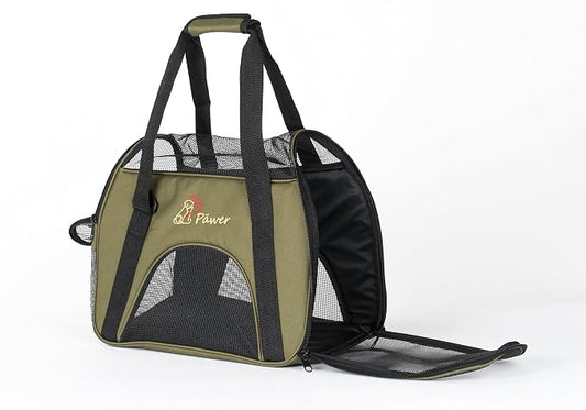 Pawer Soft-Sided Pet Carrier for Cat and Small Dog, Olive Color, Medium Size - Image 2