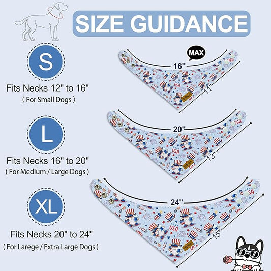 4th of July Dog Bandanas with Snap Button, 2 Pack American Flag Pet Scarf - Image 2