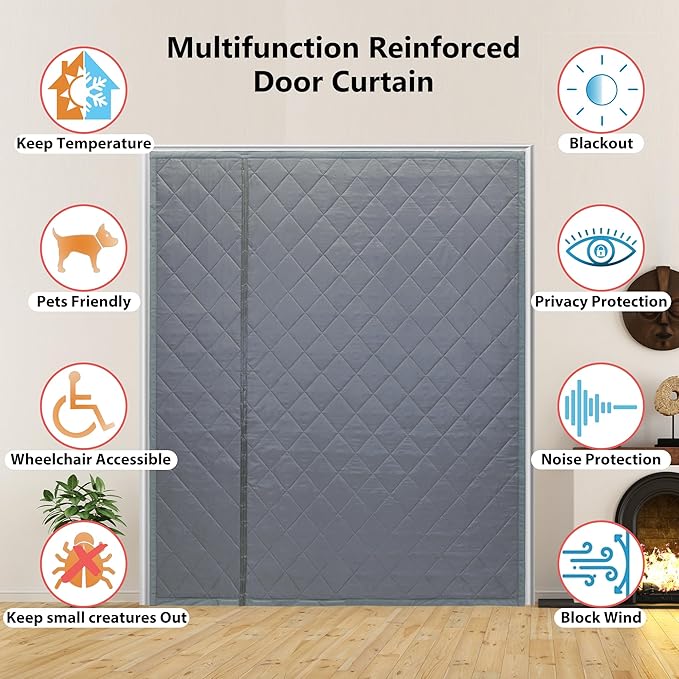 Reversible Wide Magnetic Thermal Insulated Door Curtain - Image 7
