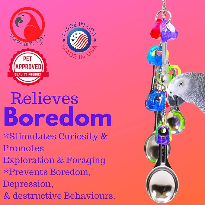 Bonka Bird Toys 1969 Spoon Delight Medium Large Parrot Bird Toy African Grey - Image 8