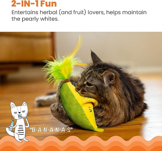 Catstages Peelin' Good Banana Kicker Dental Catnip Toy - Image 2
