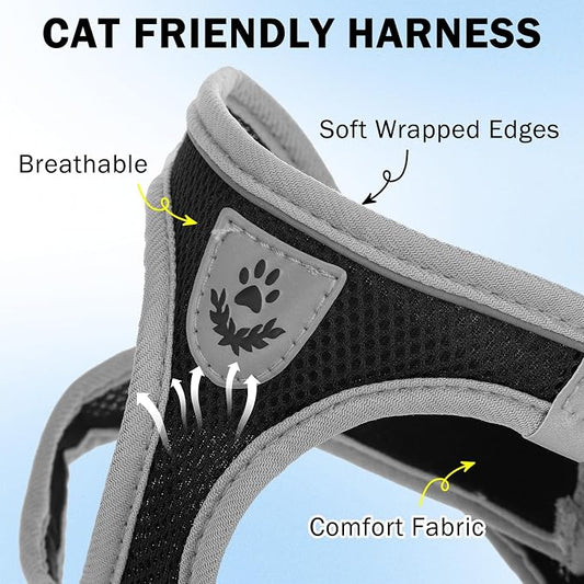 SCENEREAL Cat Harness and Leash Set Escape Proof, Adjustable Soft Air Mesh - Image 2