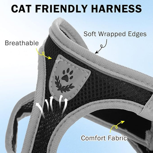 SCENEREAL Cat Harness and Leash Set Escape Proof, Adjustable Soft Air Mesh - Image 2