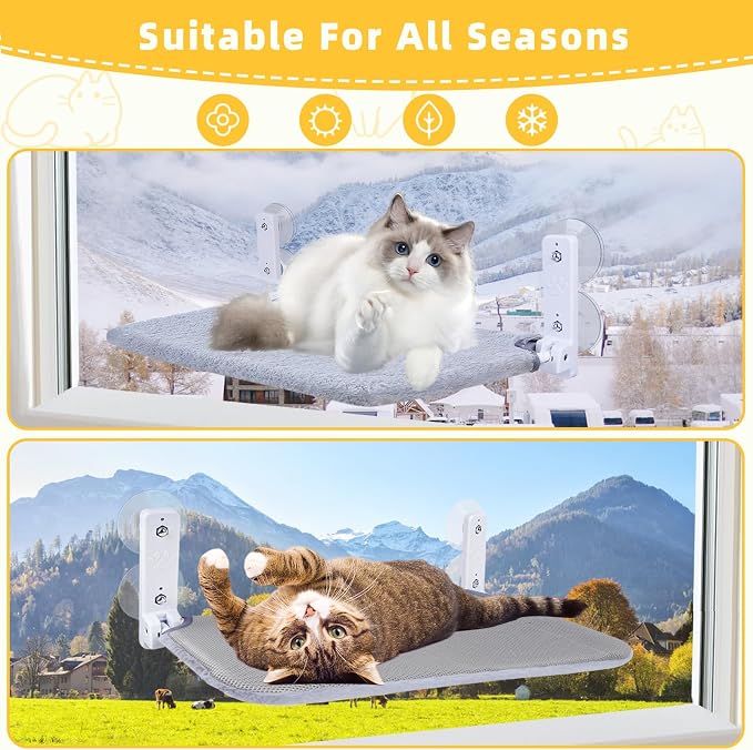 2PC Cat Window Perch, Foldable Cat Window Hammock Sunbathing and Climbing Cats - Image 7