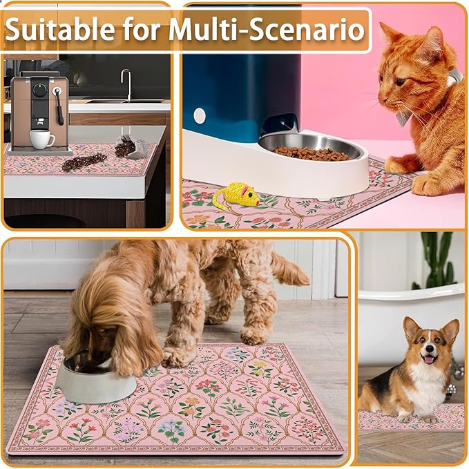 Absorbent Pet Dog Bowl Mat for Food and Water, Pet Cat Food Feeding Mat - Image 7