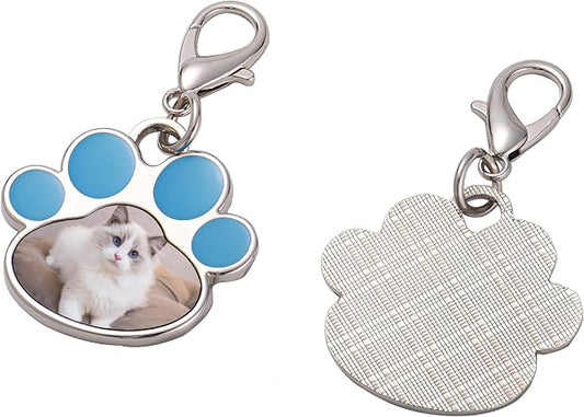 Custom Pet Photo Keychain Personalized Photo Pawprint Dog Tag Keychain Engraved - Image 2