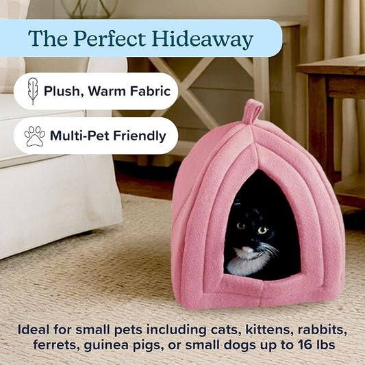 Cat House Indoor Cat Bed with Removable Foam Cushion, Plush Cat Tent Bed - Image 2