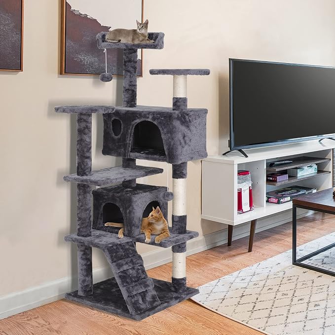 54-Inch Cat Tree for Large Cats, Sturdy Multi-Level Cat Tower - Image 9